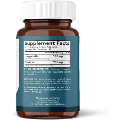 Hesperidin Plus 1000mg Per Serving (180 Vegetarian Capsules) - 90 Days Supply